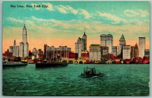 Skyline New York City NY NYC UNP Unused Irving Underhill DB Postcard J6