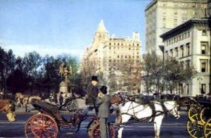 Carriages on 59th Street - New York City Postcards, New York NY Postcard