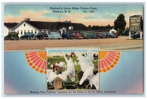 1950 Kimball's Green Ridge Turkey Farm Nashua NH Posted Vintage Cars Postcard
