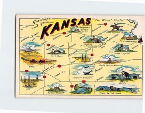 Postcard The Wheat State Greetings from Kansas USA