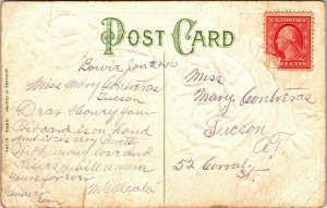 THOUGH FAR APART YET JOINED BY LOVE - VALENTINE - EMBOSSED - POSTCARD 