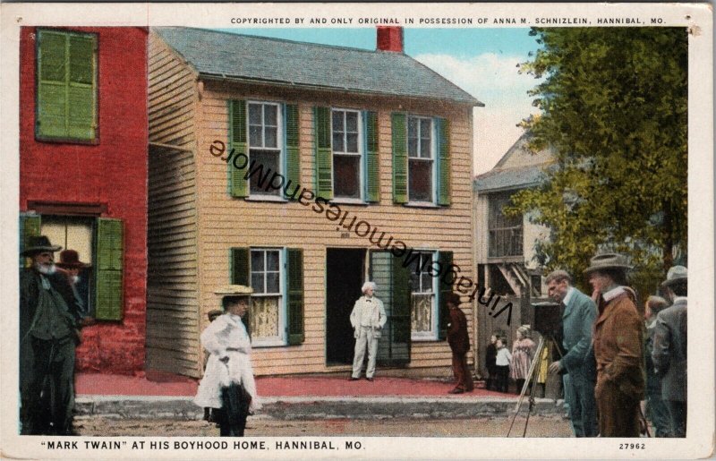 Mark Twain at His Boyhood Home Hannibal MO Postcard PC326