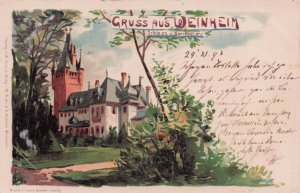 Gruss Aus Weinheim Schloss Castle 1898 German Rare Old Postcard