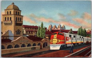 Santa Fe Super Chief Albuquerque New Mexico NM Crack Streamlined Train Postcard