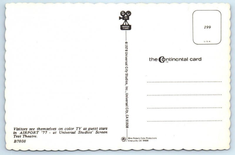 UNIVERSAL CITY STUDIOS, CA ~Theme Park  AIRPORT '77 ~ 4x6 Postcard 1978