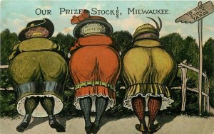 Milwaukee Wisconsin Prize Stock Fat Lady Comic Humor Kropp Postcard 21-9089