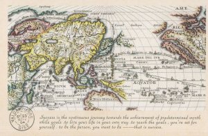 Spizberg Norway America Capricorn Map History Proverb Postcard