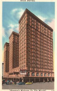 Vintage Postcard Rice Hotel Convention Hotel Modern Rooms Landmark Houston Texas