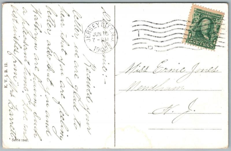 MULTIPLE BABIES RIDING BICYCLES 1909 ANTIQUE POSTCARD