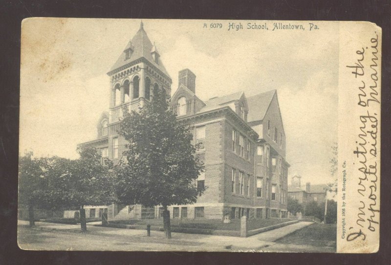 ALLENTOWN PENNSYLVANIA PA. HIGH SCHOOL BUILDING 1906 VINTAGE POSTCARD