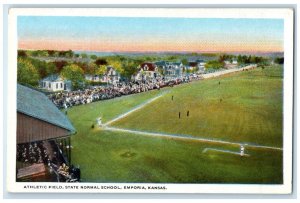 c1920 Aerial View Athletic Field State Normal School Emporia Kansas KS Postcard