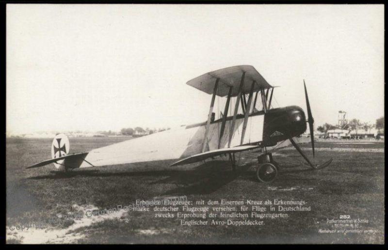 Germany Sanke 282 Captured English Avro Airplane  RPPC 64659