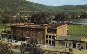 Matapedia Canada~Hotel Restigouche~Route 6~Railroad Tracks~1950s Postcard