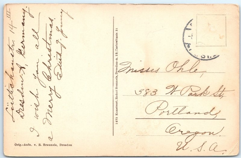 c1910s Dresden, Germany Centaur Sculpture Royal Large Garden Path Building A352