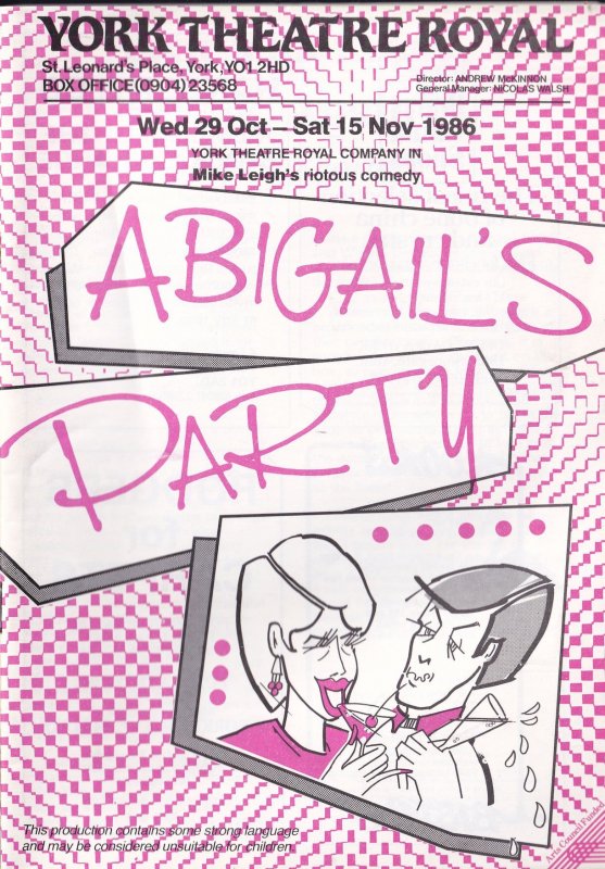 Abigails Party Ellie Haddington Bad Girls Dr Who York Theatre Programme