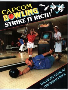 Capcom Bowling Video Arcade Game Flyer Original Vintage 1988 Retro Bowler