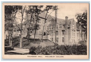 1925 Founders Hall Wellesley College Building View Massachusetts MA Postcard 