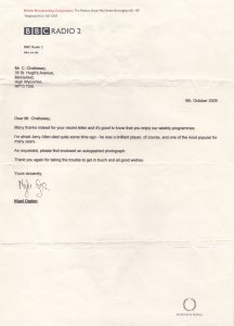 Nigel Ogden Jerry Allen Died 2009 BBC Radio 2 Hand Signed Letter