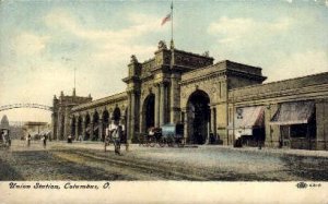Union Station, Columbus, Ohio, OH, USA Railroad Train Depot 1909 light crease...