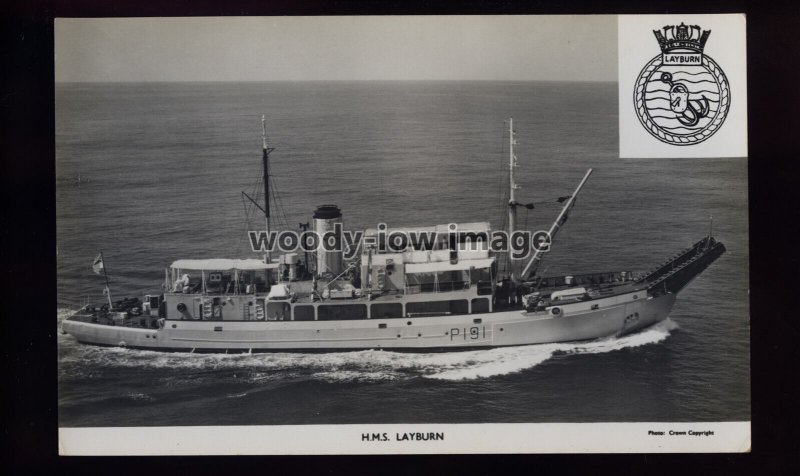 na9200 - Royal Navy Warship - HMS Layburn P191 (Boom Defence Vessel) postcard