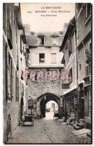 Old Postcard Brittany Rennes door Mordelaise View Inner Woman and Child