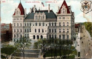 State Capitol Albany NY New York Antique Postcard PM Cancel WOB Note Germany DB