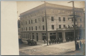 OWEGO NY STREET SCENE ANTIQUE REAL PHOTO POSTCARD RPPC