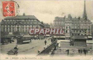 Old Postcard Rouen Rue Grand Pont Tramway