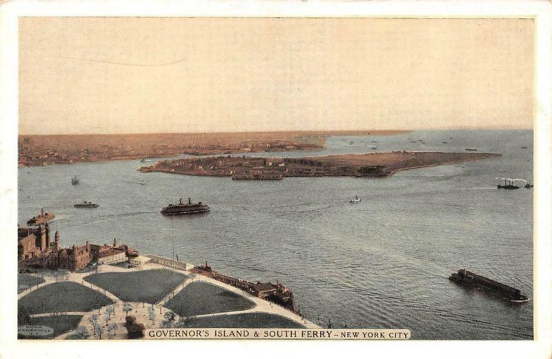 NY, New York City  AQUARIUM~BATTERY PARK~GOVERNOR'S ISLAND c1920's TWO Postcards