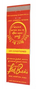 Little Butch's New Hampton Iowa Advertising 20 Front Strike Matchbook Cover