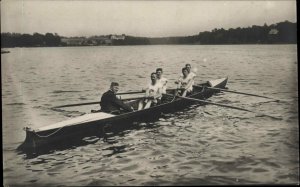 Stockholm Sweden 1912 Olympics Scull Rowing Real Photo Postcard