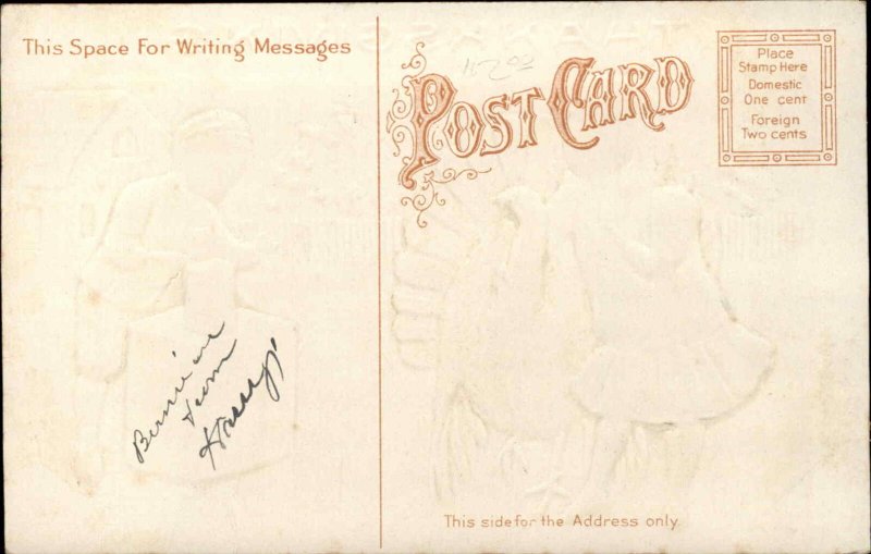 Thanksgiving Boy Takes Last Picture of Turkey Old Camera Vintage Postcard