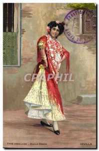 Postcard Old Woman Fancy Dance Tipos Andaluches Ole Gracia