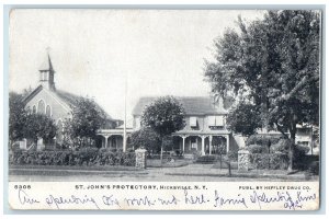 c1905 St. John's Protectory View Dirt Road Fence Trees Hicksville N.Y. Postcard