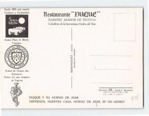 Postcard Restaurante Casa Duque Segovia Spain