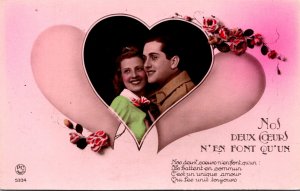 Romantic Couple Woman & Soldier Nos Deux Coeurs N'En Font Qu'Un Col...