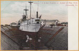 Portsmouth, VA., U.S.S. San Francisco in dry dock at the Navy Yard-