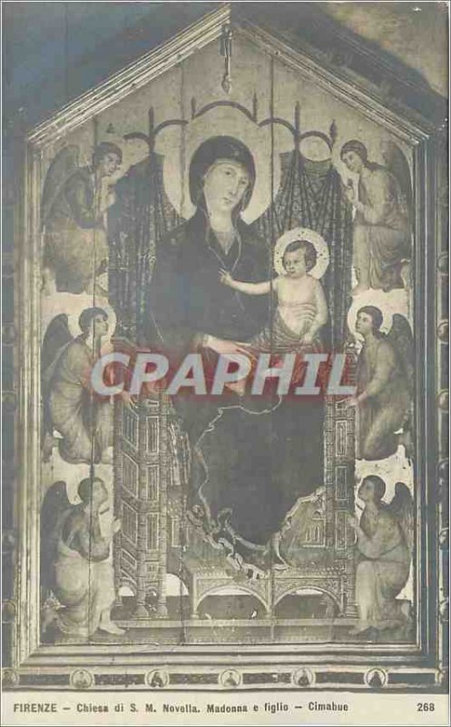 Old Postcard Firenze Chiena S M di Novella Madonna Cimabue e Figlio