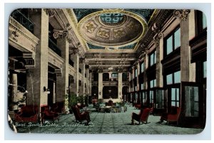 C1910 Hotel Bentley Lobby Alexandrea, LA. Postcard F93S