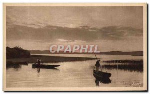 Old Postcard La Douce France Les Landes De Gascogne Crepuscule on & # 39Etang...