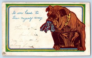 Aredale Iowa IA Postcard Bulldog Dog It Was Hard To Tear Myself Away c1910's