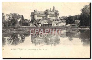 Postcard Old Chateau Pierrefonds and Lac