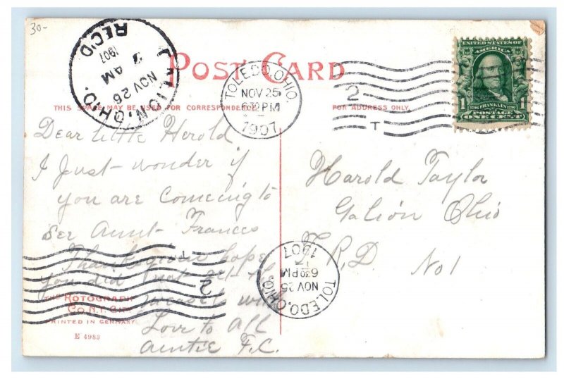 1907 Toledo State Hospital For Men Toledo Ohio OH Posted Antique Postcard