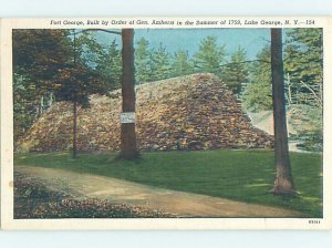 Linen MILITARY SCENE Adirondacks - Lake George New York NY AF8455