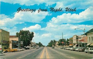 Automobiles Main Street Postcard Nephi Utah Seaich 20-9990