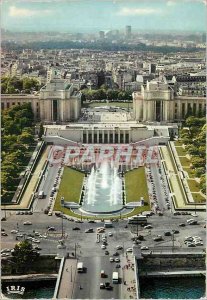 Modern Postcard Paris View from the Eiffel Tower on the gardens of the Trocad...