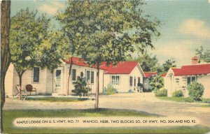 Postcard Nebraska Wahoo Maple Lodge MWM linen 23-6777