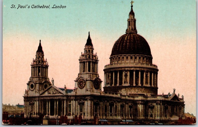 Saint Paul's Cathedral London England Majestic Building Structure Postcard