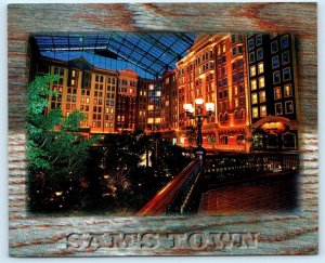 LAS VEGAS, NV ~ Atrium Interior SAM'S TOWN HOTEL CASINO Night 5x6 Postcard