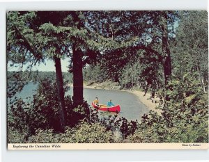 Postcard Two Boys Canoeing Exploring the Canadian Wilds Canada